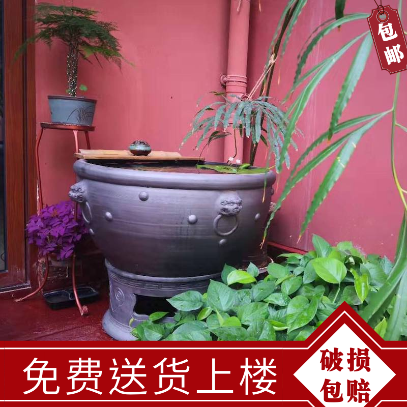 Aquarium Chinese landing clay made of baked clay domestic large breathable goldfish lotus wind water tanks