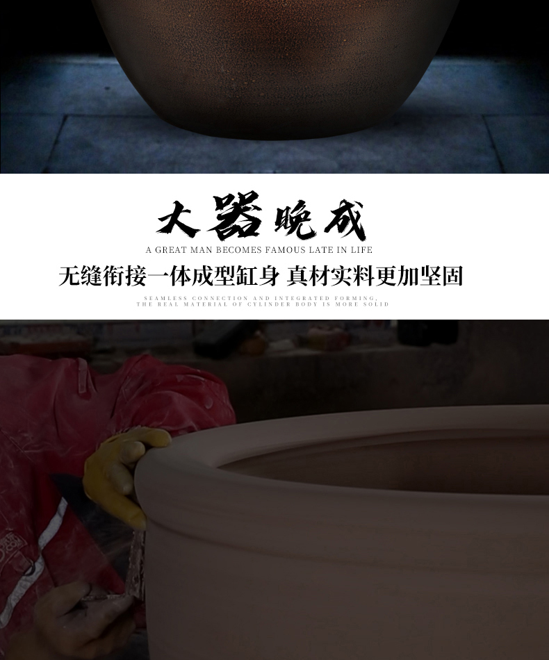 Sitting room big fish jingdezhen is suing retro big tortoise cylinder cylinder tank large water lily ceramic cylinder, a goldfish bowl