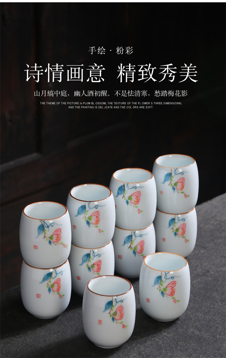 Gold hand made blue and white porcelain up master single cup tea ceramic cups, kung fu tea bowl sample tea cup size