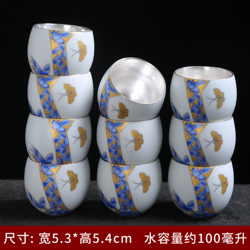 Ceramic coppering. As silver, silver cup 999 kung fu tea set purple master cup pure manual coppering. As silver sample tea cup bowl is light