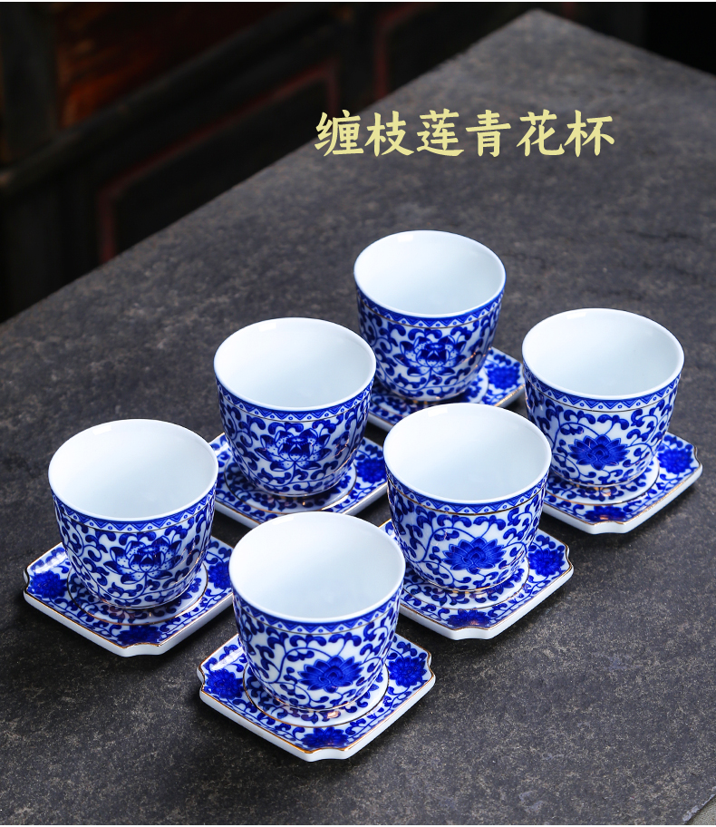 The Master of the blue and white porcelain cup single CPU single sample tea cup jingdezhen ceramic cups kung fu tea set small tea cup cup mat