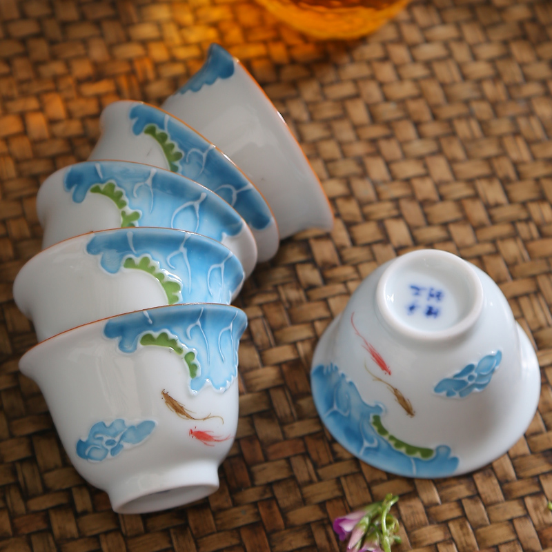 Tasted silver gilding hand - drawn work master single CPU kung fu tea set of blue and white porcelain single individual sample tea cup tea light ceramic tea cup