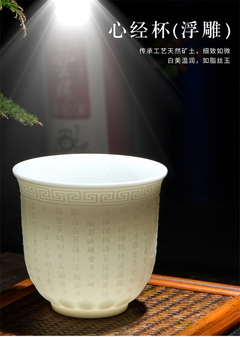 Dehua suet jade porcelain cup warm hand home big ceramic cups water cup tea cup with white glaze porcelain cup tea cup