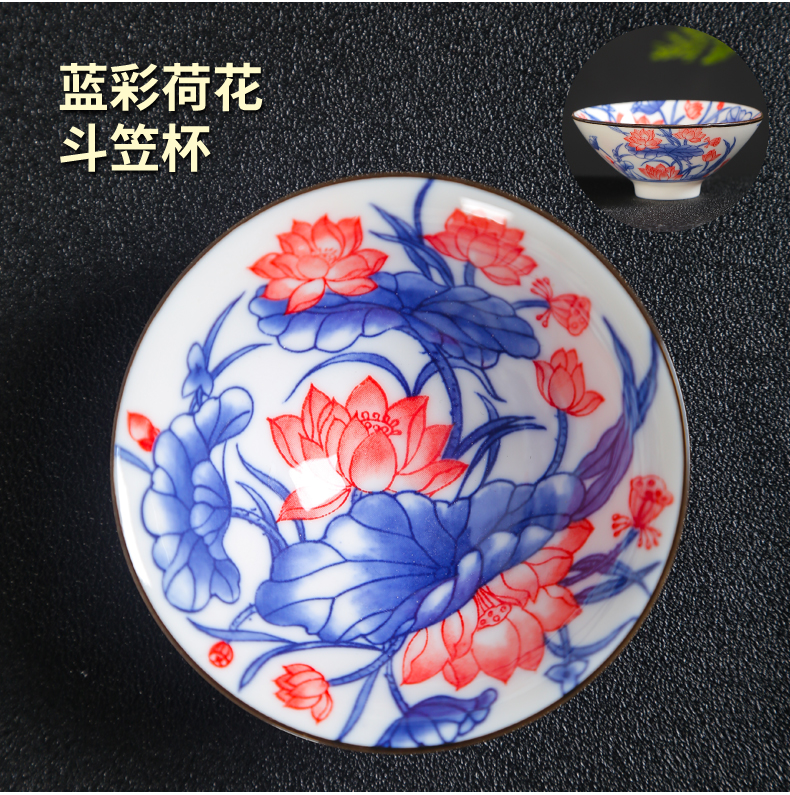 Imitation porcelain masters cup sample tea cup kung fu tea cups hat to blue and white porcelain cup tea cup glass bowl