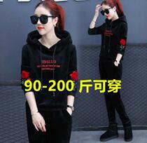  大码女装套装200斤秋冬季双面金丝绒丝绒运动两件套胖妹妹宽松