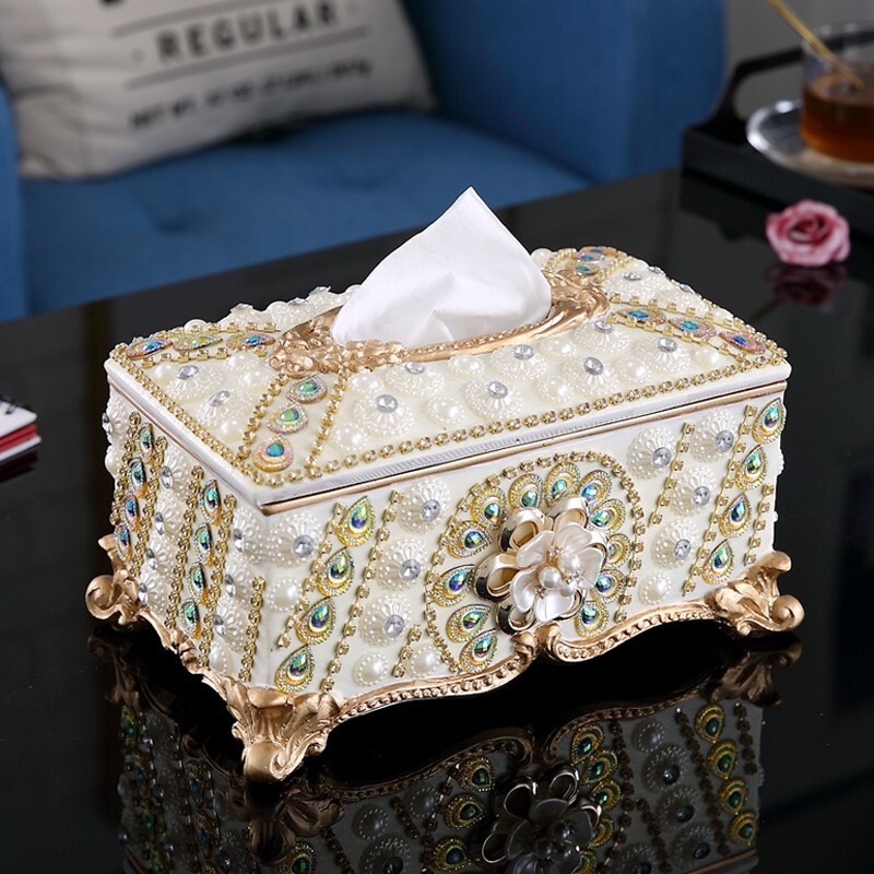 Toilet Paper Box American Napkins Box Luxurious Tissue Box Start-ups Light Lavish Tea Table Containing Box Remote box 1113m