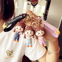 ins Super fire creative little girl doll key pendant personality key chain cartoon cute doll schoolbag hanging