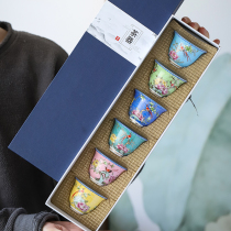 Jingdezhen Ceramic Tea Cup Enamel Color Master Cup Kung Fu Home Pickpocketing Single Tea Cup Wine Tasting Cup Courtesy Kit