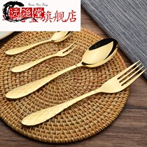 Pure copper fork spoon set Net red Nordic hammer order Western tableware full set of household eating dessert spoon Fork