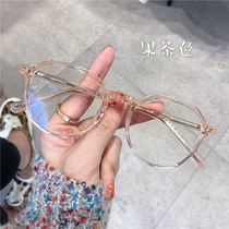 Xiaohongshu with the same glasses women can match the degree net red fruit brown ultra-light TR anti-blue light multilateral round frame