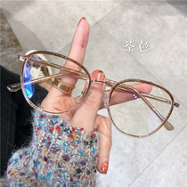 Retro elliptical frame ultra-light TR anti-blue light myopia glasses female little red book the same paragraph can be equipped with a degree plain eyeglass frame