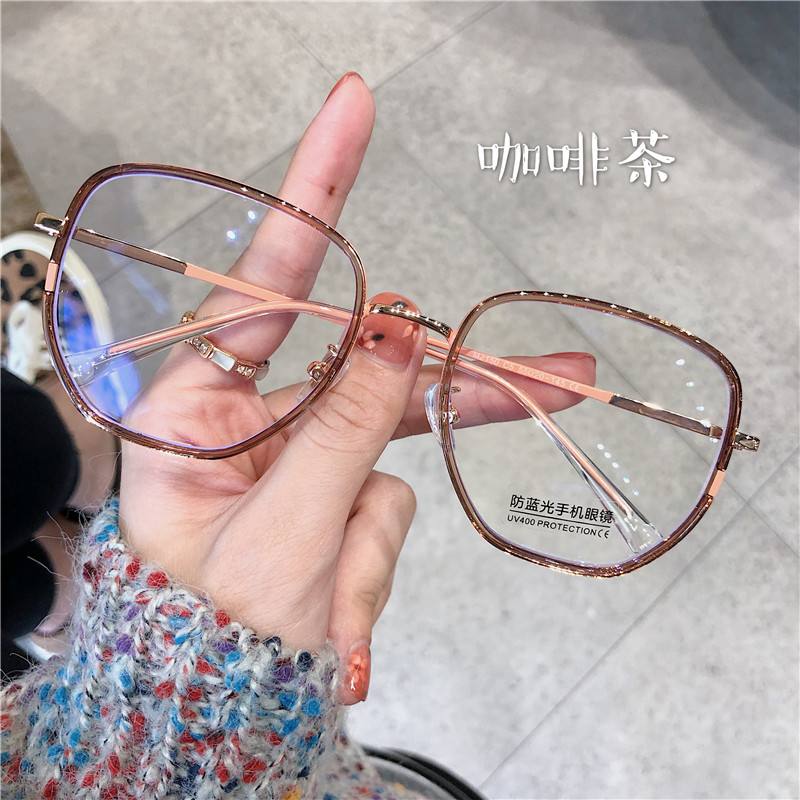 Ultra light TR multilateral eye frame female anti-blue light red book co-fit degrees vegan and round face with thin Korean version wave