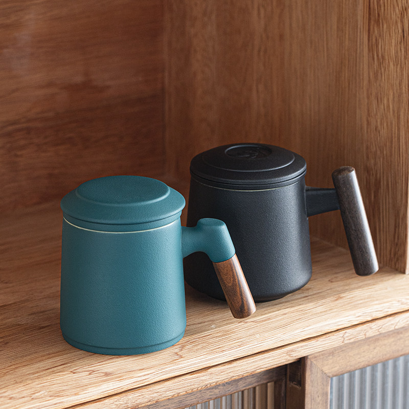Office ceramic cup with lid tea ceremony Cup household filter mug tea water separation tea cup custom AA