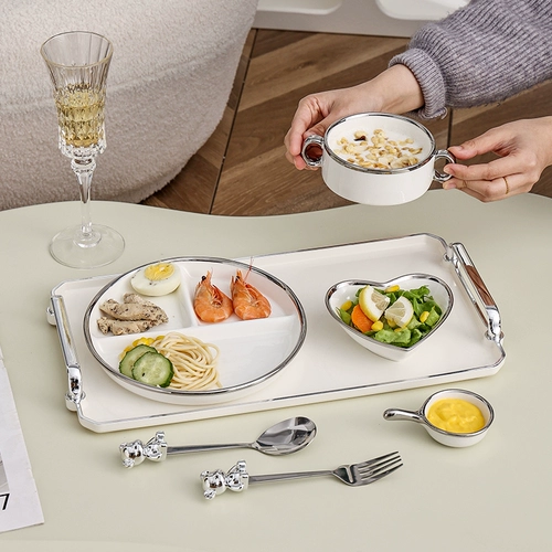 Посуда, высококачественный комплект, брендовая обеденная тарелка для домашнего использования, легкий роскошный стиль, популярно в интернете