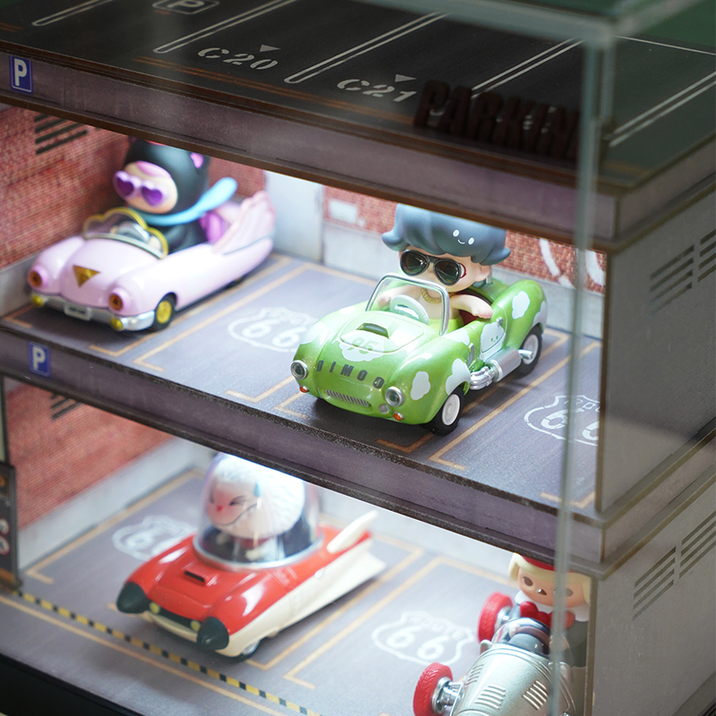 Bubble Mart car blind box storage display box popmart transparent parking garage scene model model frame