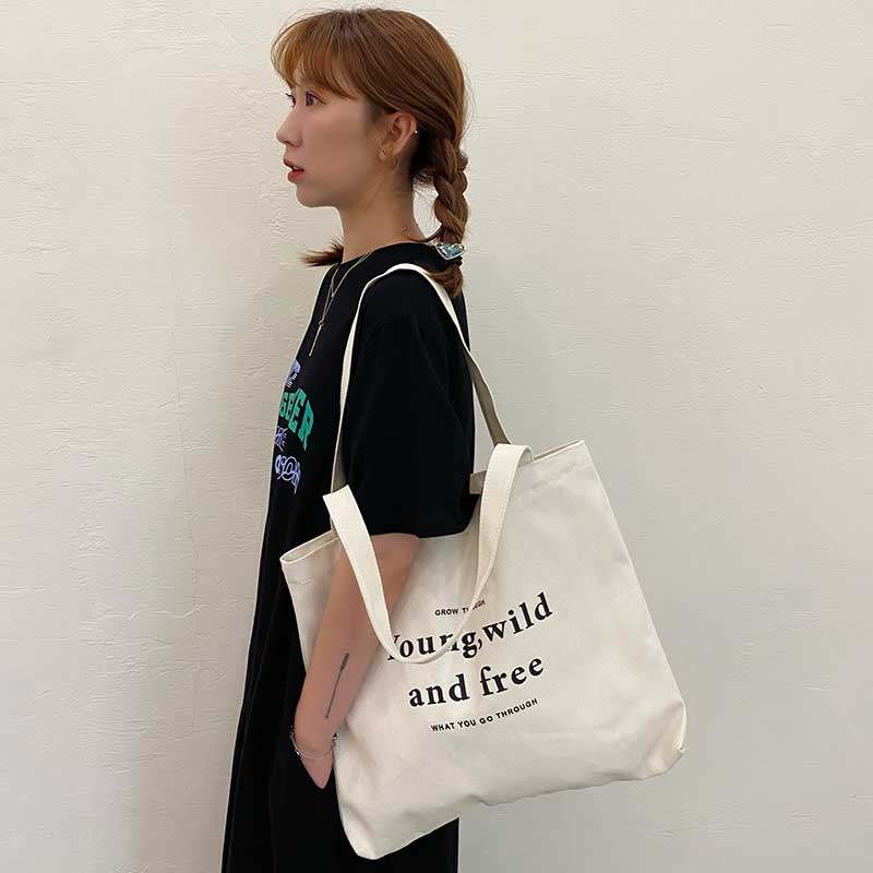 Niche letters one-shoulder handbag canvas bag lazy feeling all-match backpack ins wind Korea Q8PQ2Z