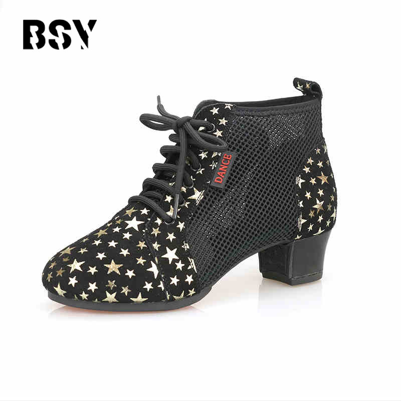 Women's breathable mesh sailor dance ballroom dance shoes leather outdoor adult jitterbug low-heeled square dance shoes summer