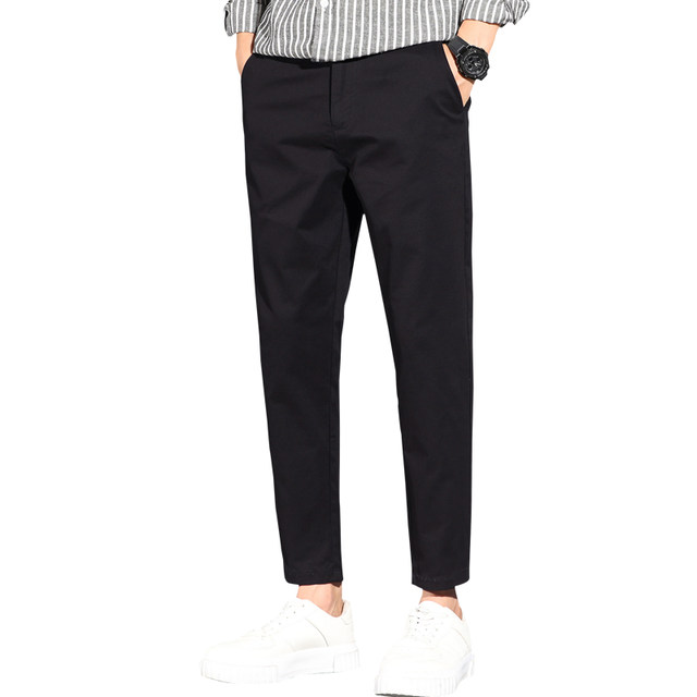 Luo Meng Men's Casual Pants Summer Straight Slim Small Foot Nine-Point Suit Pants 2024 New Pure Cotton Long Pants Pants