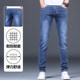 Luo Meng summer ບາງ jeans ຜູ້ຊາຍ trendy stretch slim straight ກາງເກງຂາຍາວຜູ້ຊາຍໃນພາກຮຽນ spring ແລະດູໃບໄມ້ລົ່ນຮູບແບບ