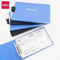 Del 5355 invoice folder office supplies VAT ticket holder blue receipt clip plastic small folder bill Storage 2 packing documents splint small waterproof information small clip