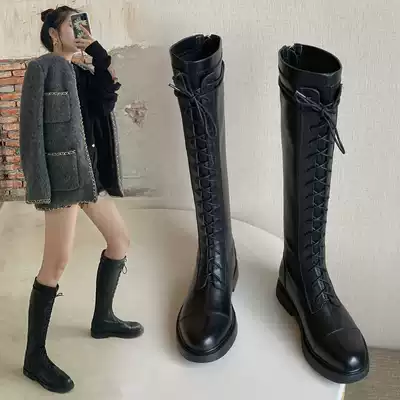 Riding boots women's autumn 2021 new boots women's long tube straps leather high boots women's knee leather boots