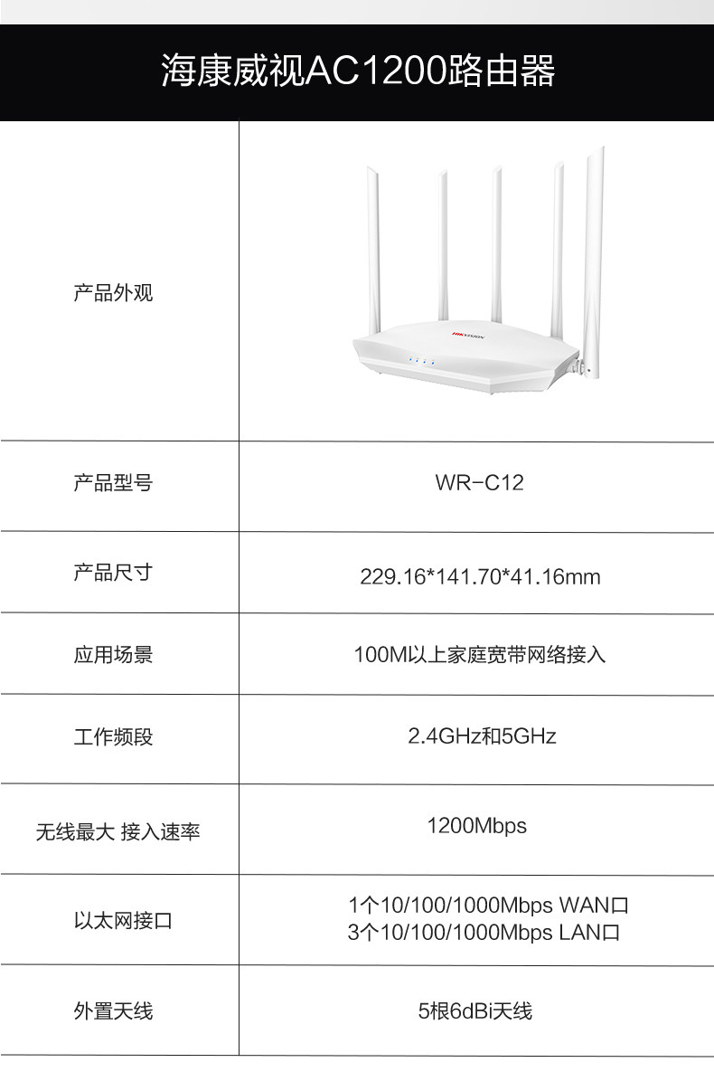 海康威视 WR-C12 1200M双频千兆无线路由器 图8