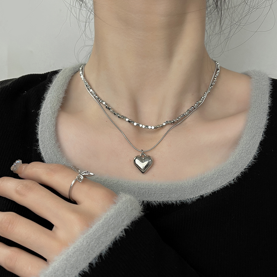 Joyería Al Por Mayor Casual Estilo Simple Forma De Corazón Acero Titanio Collar display picture 1