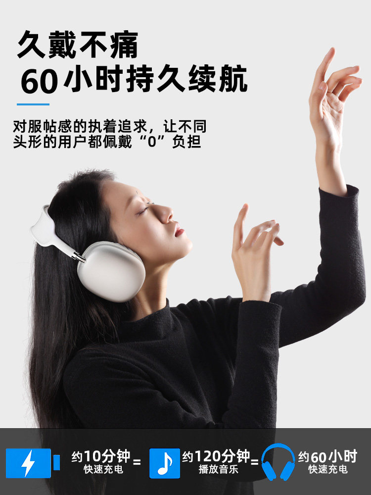 Active Noise-Cancelling Head-Mounted Bluetooth Headset Wireless Gaming Headset Suitable for Apple Max Huaqiangbei 2025 New Model