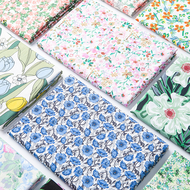 Poplin Pure Cotton Printed Fabric, Pastoral Style, Summer Thin Dress, Clothing, Baby Pajamas, All-Cotton Fabric