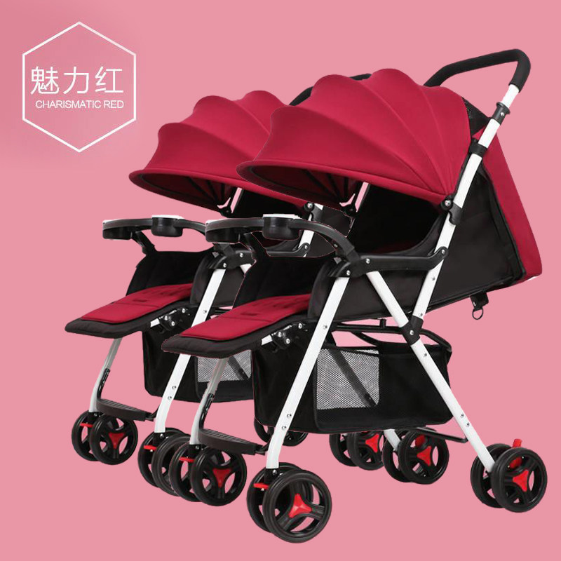 Twin baby stroller can be split, can sit back and change light folding two baby baby car double Children's cart