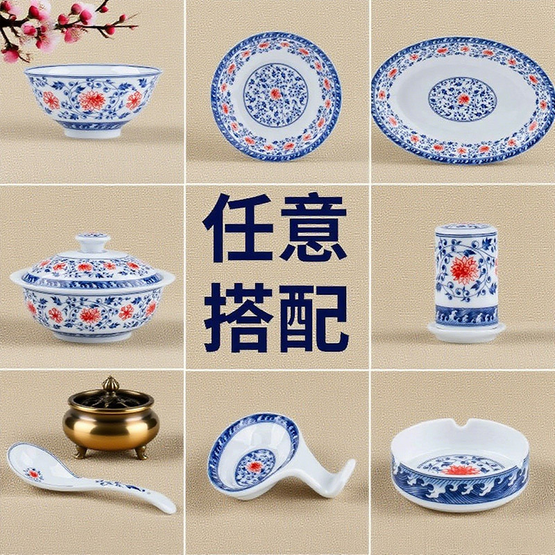 Jingdezhen Combination Set of Blue and White Porcelain Underglaze Color Tableware Set for Home Use, Chinese-Style Dining Bowl and Plate Set Jingdezhen Combination Set of Blue and White Porcelain Underglaze Color Tableware Set for Home Use, Chinese-Style Dining Bowl and Plate Set