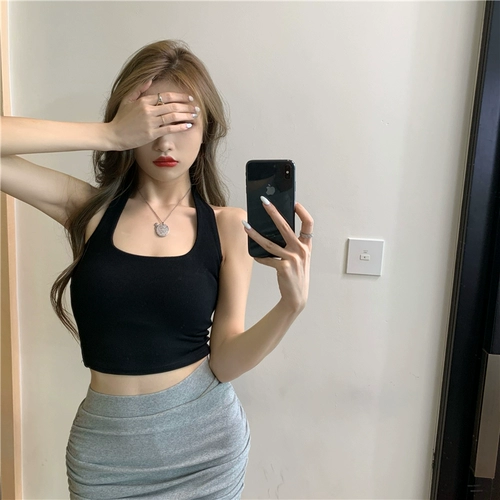 Летняя короткая сексуальная приятная телу майка топ без рукавов