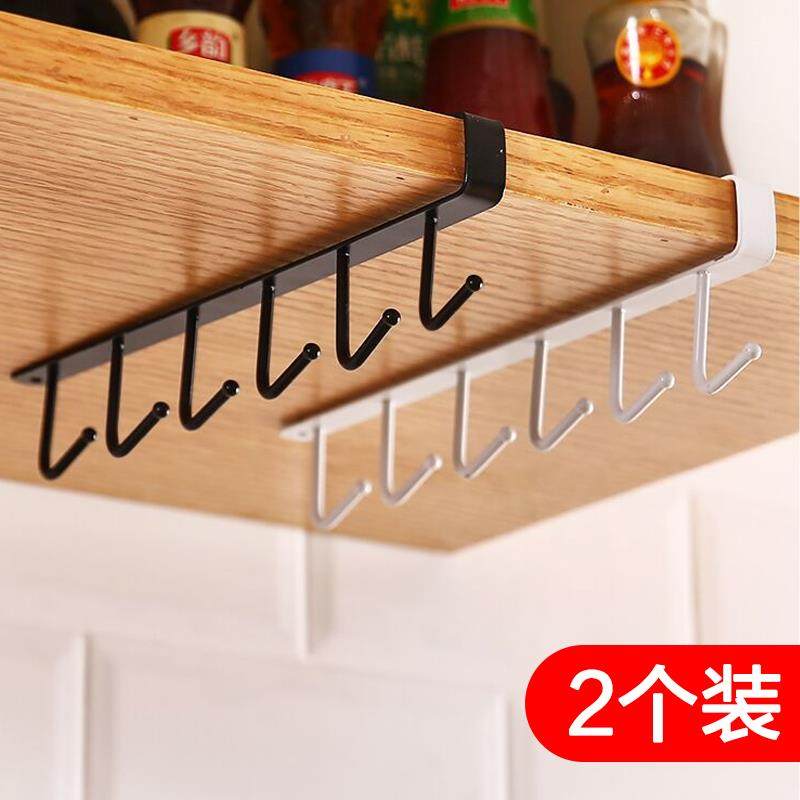 Home Kitchen Iron Art Overall Cabinet Intake Hanging Rack Multifunction Row Hook Wardrobe Finishing Frame Kitchen no-mark-free pin-free
