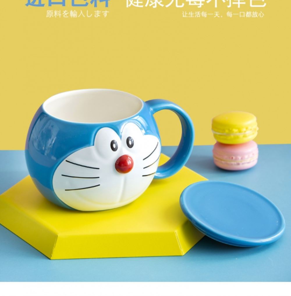 Choi pomelo ding duo the when the cat A dream cartoon ceramic cups with cover cup express keller of milk cup