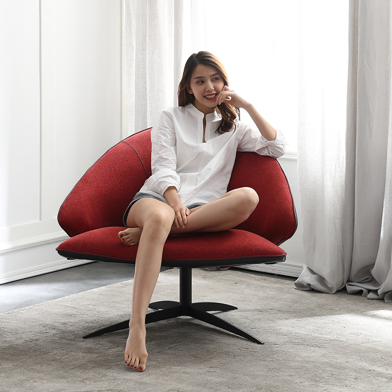 Modern minimalist light luxury Nordic minimalist net red small apartment simple living room bedroom home adult leather fabric single chair