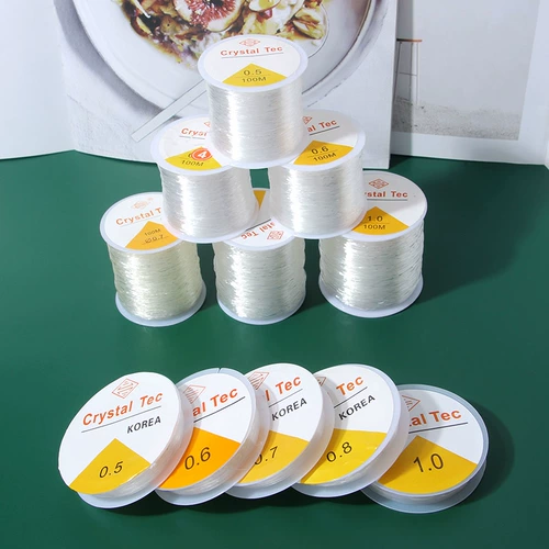 Эластичные прозрачные белые бусины, шелковые нитки, износостойкий браслет из бисера ручной работы, четки из круглых бусин