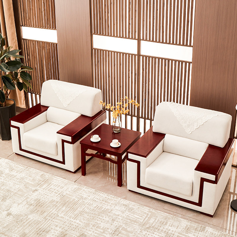Conference Room Reception Room Meeting Sofa Chinese-Style Fabric Business Office Sofa Coffee Table Combination Set Reception Sofa