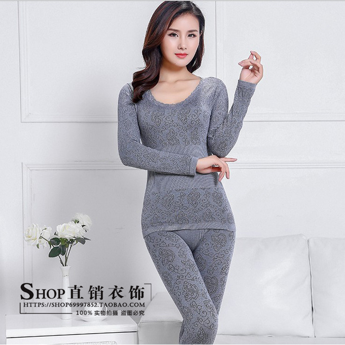 . Thu thoải mái womens quần áo lót ấm quần mùa thu thiết phụ nữ trung niên dài tay áo mẹ đáy mỏng.