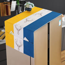 Refrigerator dust cover cotton and linen waterproof single door double pair drum washing machine cover towel simple Nordic ins cover cloth