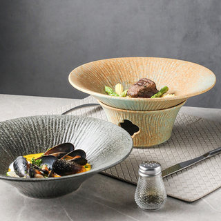 Qide Household Ceramic Set, Cookware, Hotel Tableware, Large Soup Plate, Solid Alcohol Stove, Steamed Fish Plate, Chinese Style