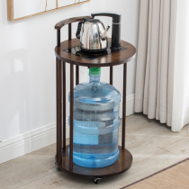 Mobile small coffee table tea table boiling water table side balcony living room electrical rack solid wood household tea table kettle integrated