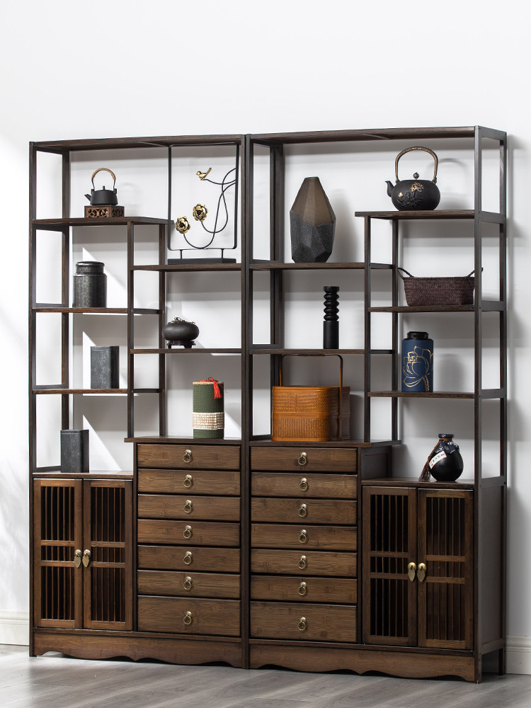 New Chinese Bogu rack tea rack shelf partition display antique cabinet solid wood tea cake rack decoration tea set shelf