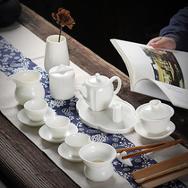 Sheep Jade white porcelain kung fu tea set tea artist training class professional special display teapot Bowl table flag cup full set