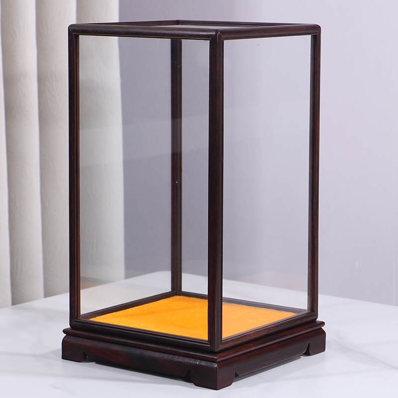 Red Wood Glass Hood Purple Sandalwood Vase Antique art Handicraft Swing Pieces Display Case Dust Cover Subcustom-Taobao