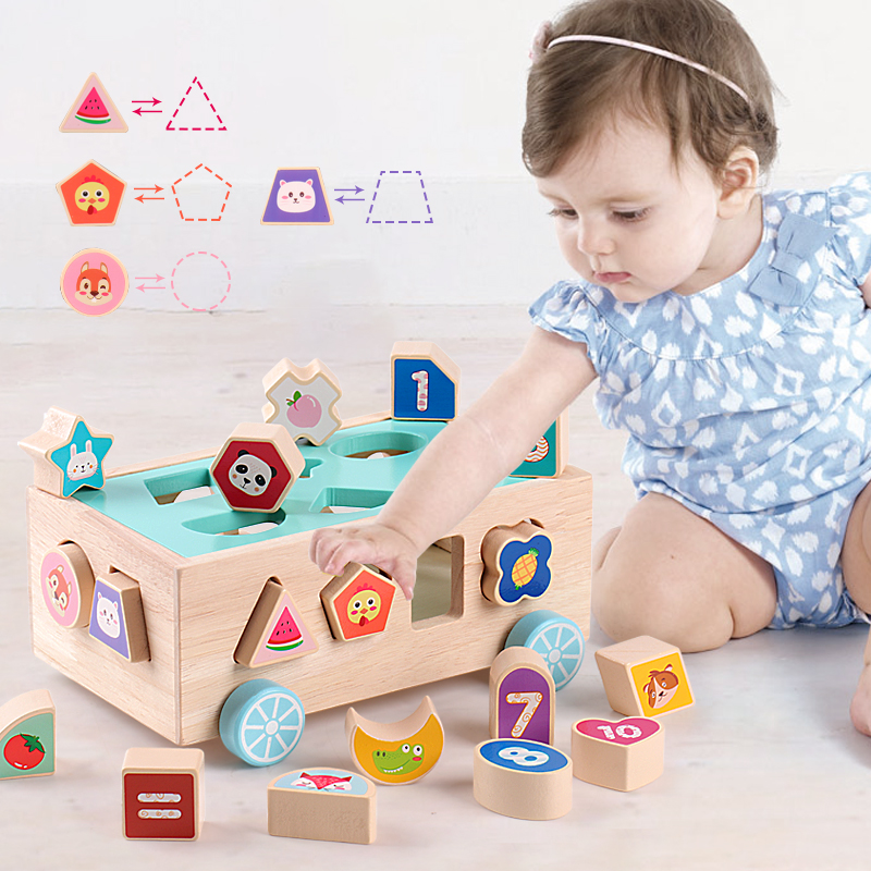 Baby's children Monsoon taught Puzzle Toys 1 1 2 ½ years old girl's shape Paired Building Blocks Baby Color Cognition