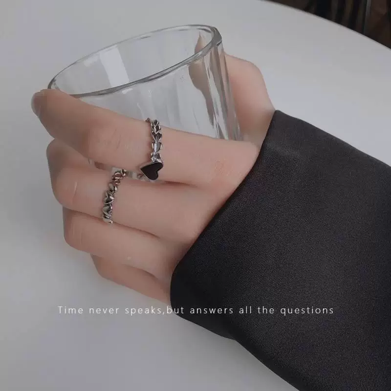 Brand set, black adjustable ring, jewelry