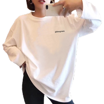 2024 New Maternity Long Sleeve T-Shirt Pure Cotton Korean Style Loose Fashion Top Mid-Length Velvet Thickened Autumn