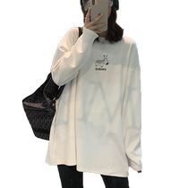 2024 spring autumn and winter new maternity wear German velvet long-sleeved T-shirt mid-length thickened top with bottoming shirt trendy