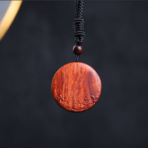 Indian Little Leafy Purple Sandalwood Sun East Rising Round the Green Buckle Wood Sign Custom Wood Carved Pendant Pendant Necklace Rope