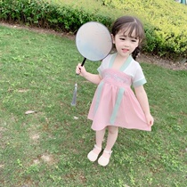 Childrens ancient dress Hanfu dress 2021 new style girls  dress Western summer dress Confucian dress female baby Chinese style skirt